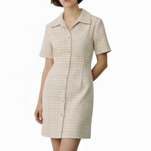 Rumored 'Notting Hill' Beige Glen Plaid Mini Dress 10 New with Tag
